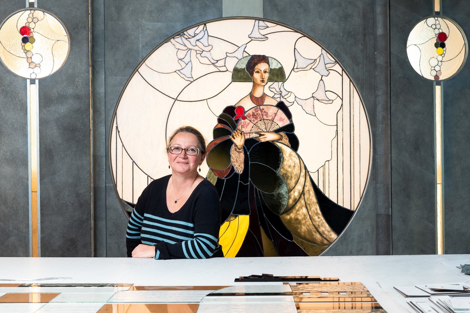 Nolwenn de Kergommeaux, a woman master glassmaker, at the Viaduc des arts